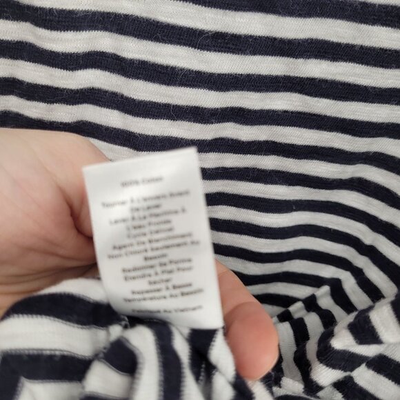 Talbots Womens large navy blue white stripe shoulder button detail 3/4 sleeve - Picture 5 of 9